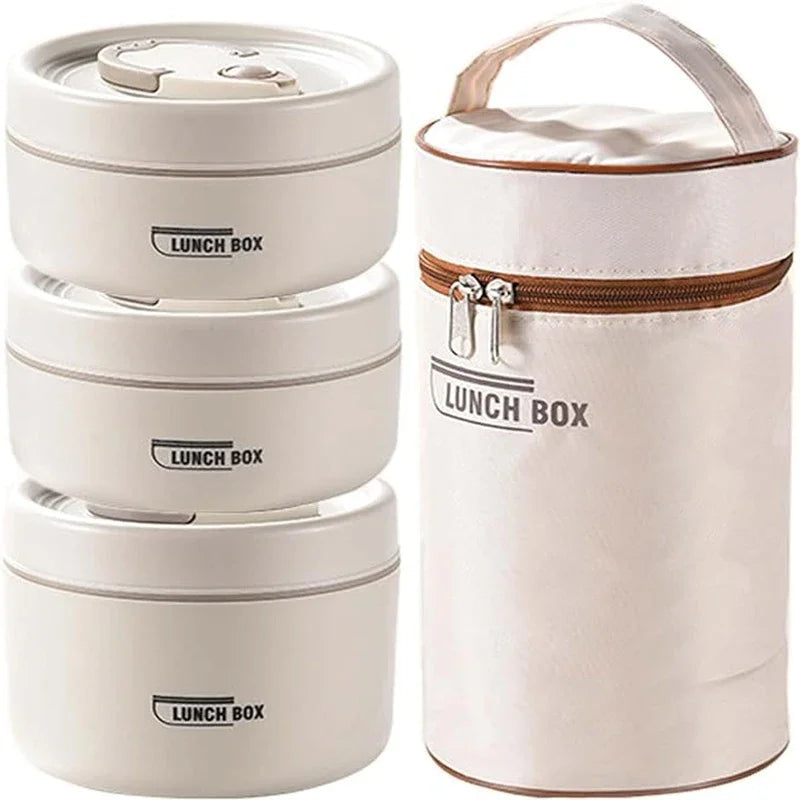 3Pcs Insulated Lunch Box 304 Stainless Steel Food Grade Lunch Box Set with Insulation Bag 3 Individually Stackable Lunch Boxes