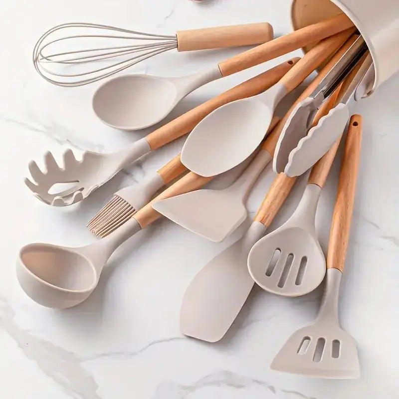 12PCS Silicone Cookware Set Kitchen Cooking Tools Baking Tools Tableware Silicone Shovel Spoon Scraper Kitchen Accessories