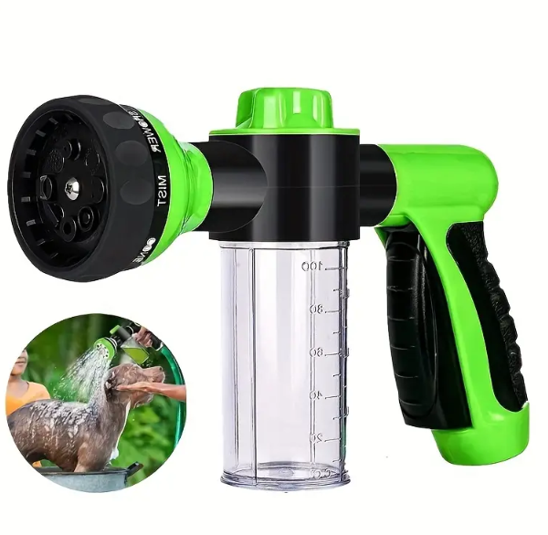 Outdoor Dog Wash Sprayer Kit – 8-Mode Hose Attachment with Soap Dispenser