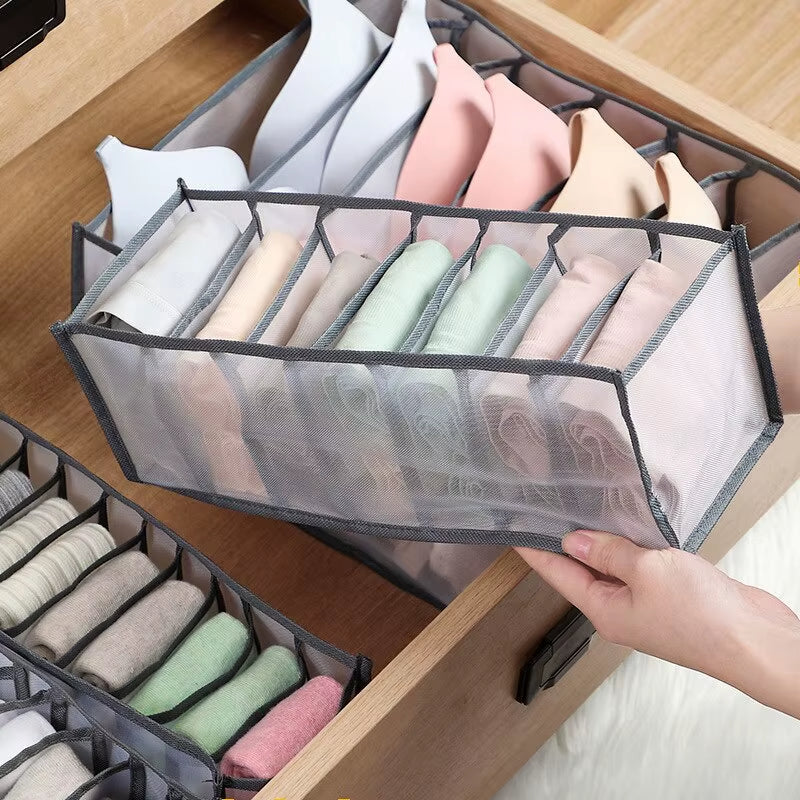 6/7/11 Foldable Underwear Underwear Socks Organizer with Dividers Clothes Storage Box Breathable Mesh Bag for Wardrobe