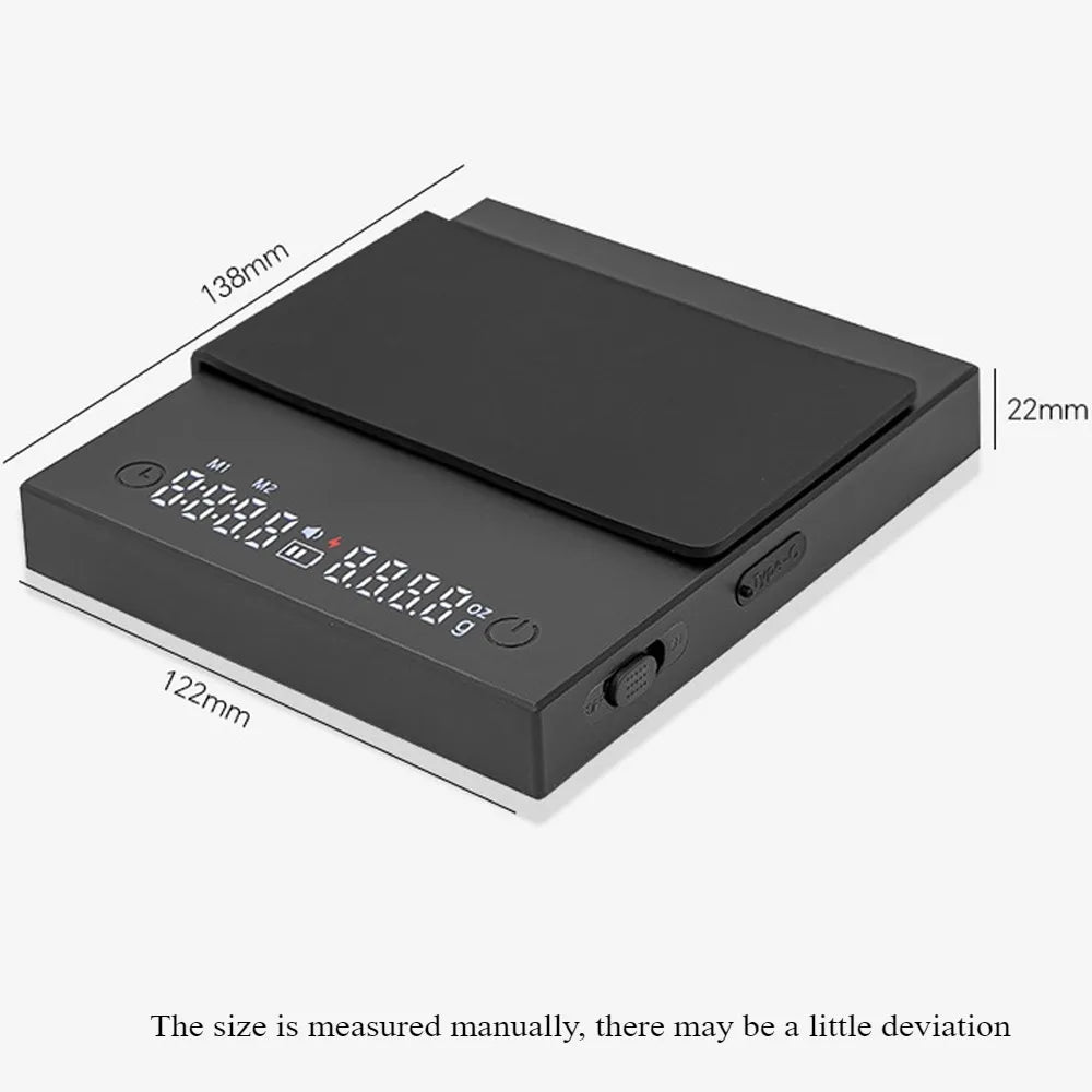 Kitchen Digital Coffee Scale 2Kg/0.1G Rechargeable Espresso Scale High Precision Cycle Electronic Scale Home Barista Accessories