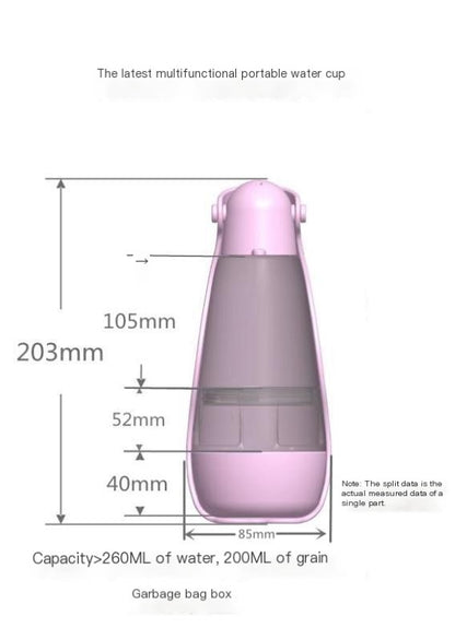 2-in-1 Pet Water & Food Bottle – Portable Travel Cup for Dogs & Cats