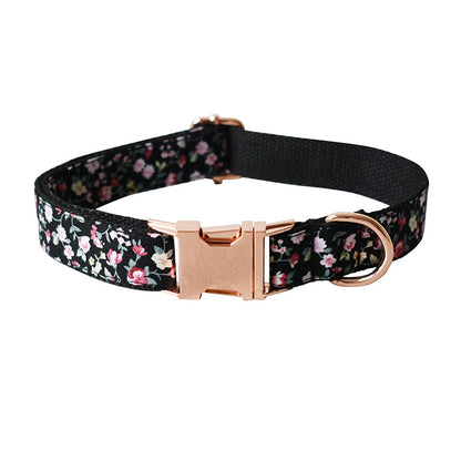 Black Floral Dog Collar & Leash Options
