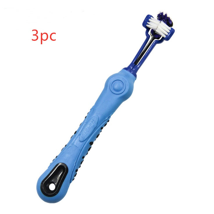Blue toothbrush handle with white bristles on a white background, labeled '3pc'.