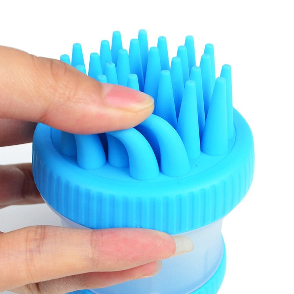 Dog Bath Brush with Massage Comb – Silicone Grooming Tool & Foot Scrubber