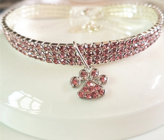 Pet Collar With Diamonds, Mixed-color