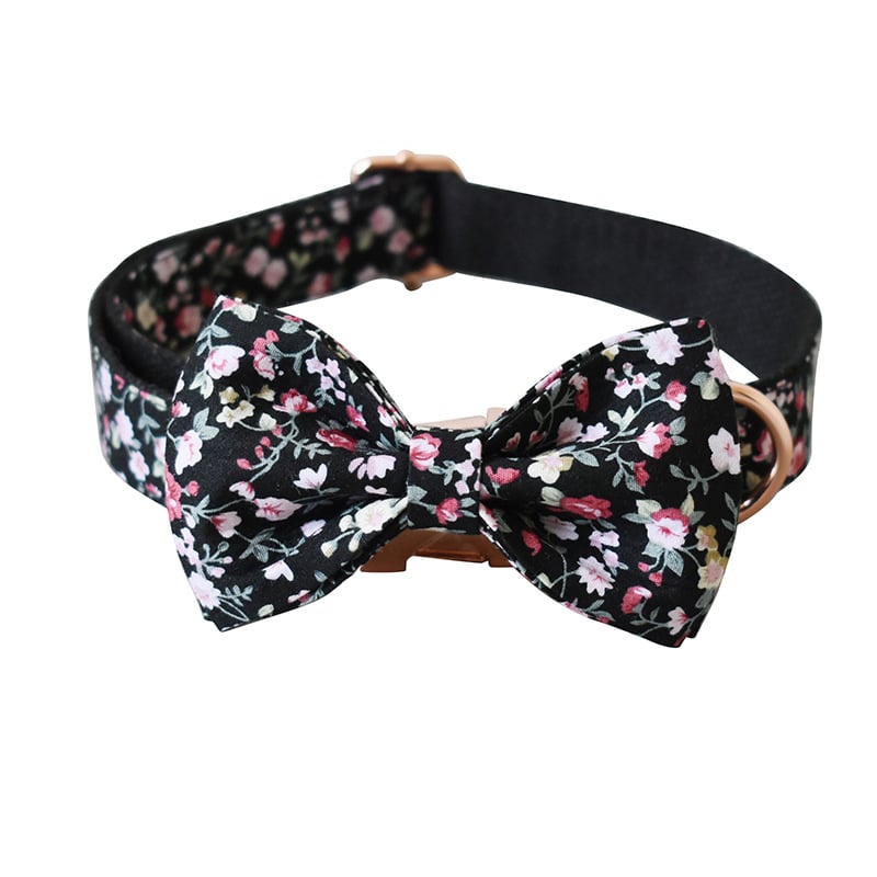 Black Floral Dog Collar & Leash Options