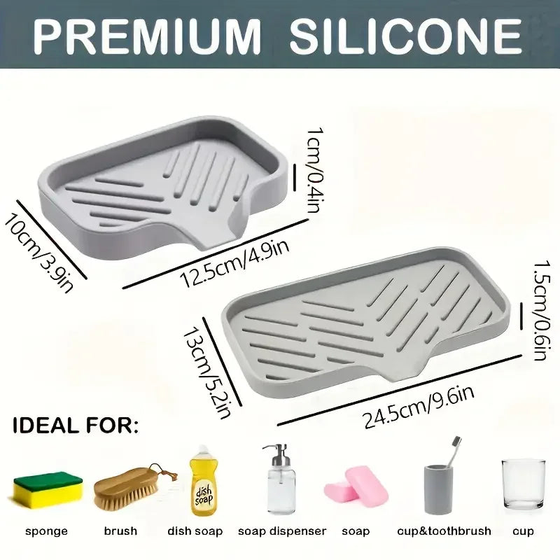 Silicone Faucet Mat Kitchen Sink Tray Soap Dispenser Sponge Drain Pad Sink Spadrying Mat Countertop Storage Tray Soaptray