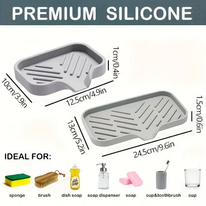 Silicone Faucet Mat Kitchen Sink Tray Soap Dispenser Sponge Drain Pad Sink Spadrying Mat Countertop Storage Tray Soaptray