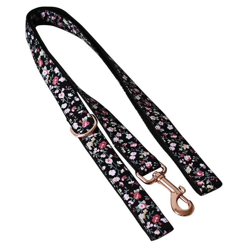Black Floral Dog Collar & Leash Options
