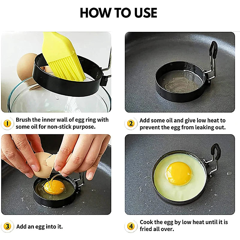 Professional Stainless Steel Egg Fried Ring Nonstick round Pancake Mold