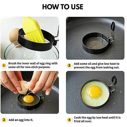Professional Stainless Steel Egg Fried Ring Nonstick round Pancake Mold