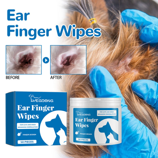 Yegbong Pet Ear Cleaning Finger Wipes, 50 Count