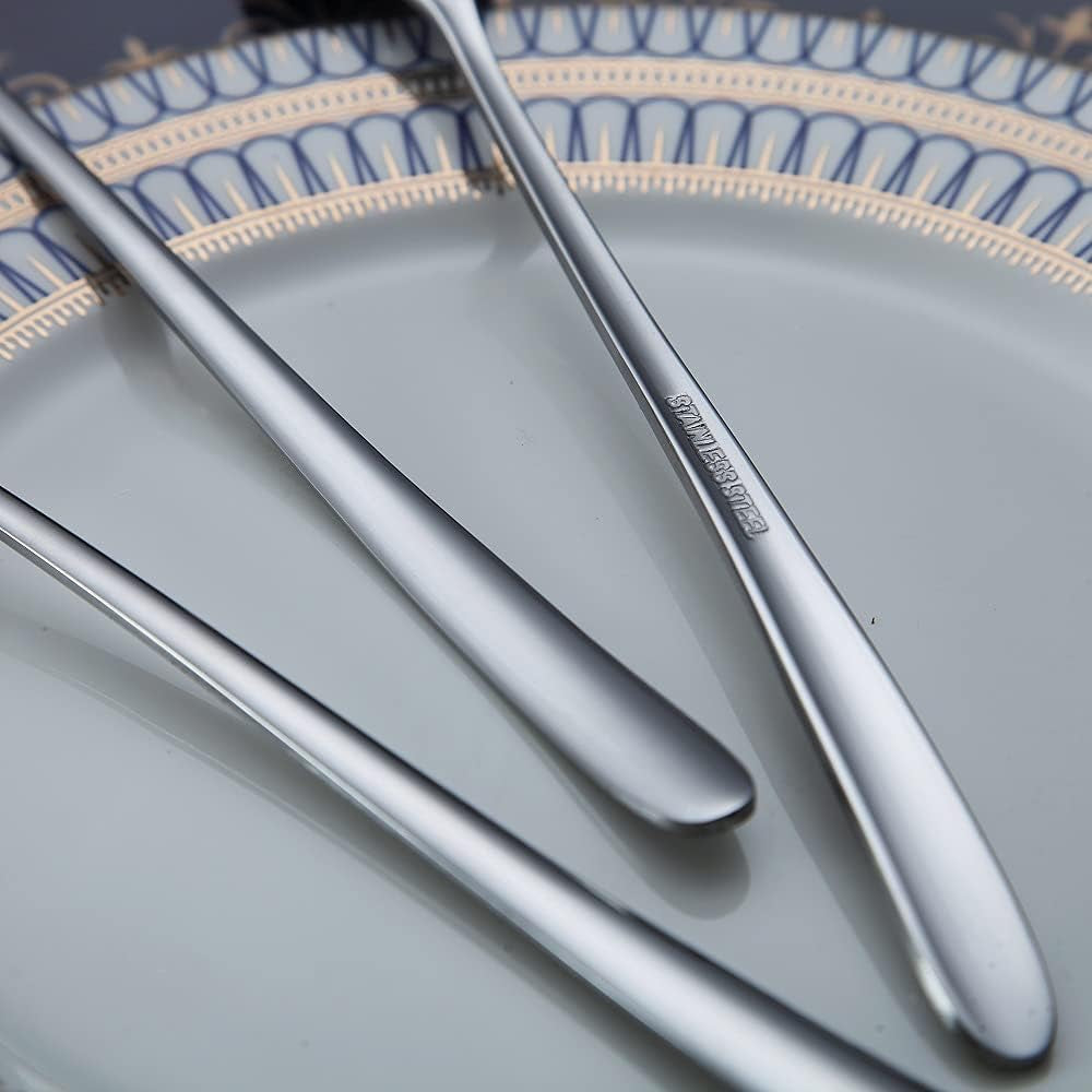 Premium Stainless Steel Coffee Stirrer Set, Long Handle, Ice Tea & Cream Spoons, Cocktail Stirrer - Set of 6 (Silver)