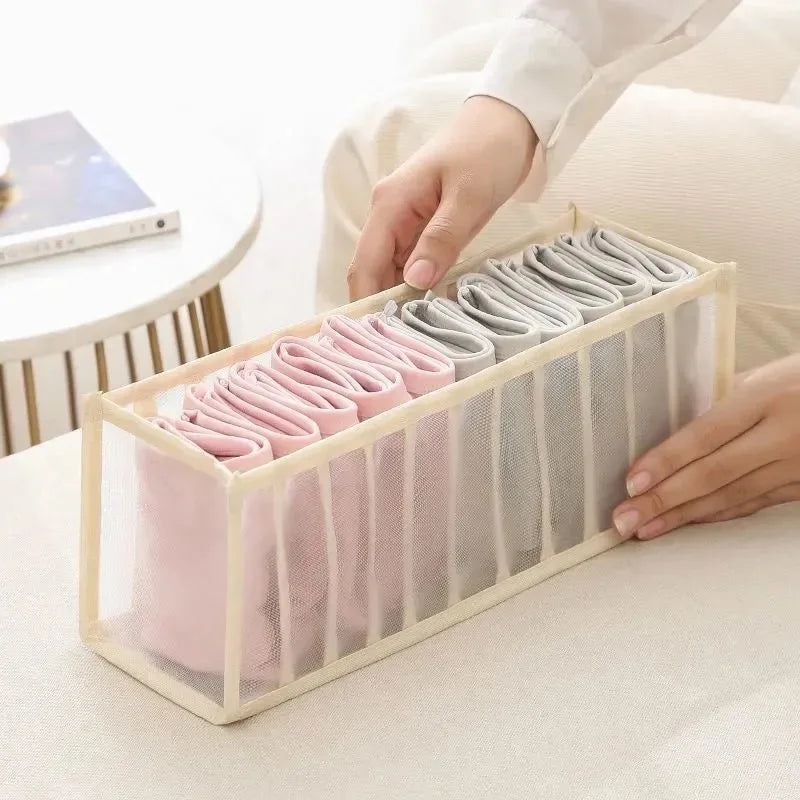 6/7/11 Foldable Underwear Underwear Socks Organizer with Dividers Clothes Storage Box Breathable Mesh Bag for Wardrobe