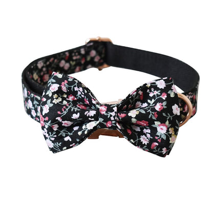 Black Floral Dog Collar & Leash Options