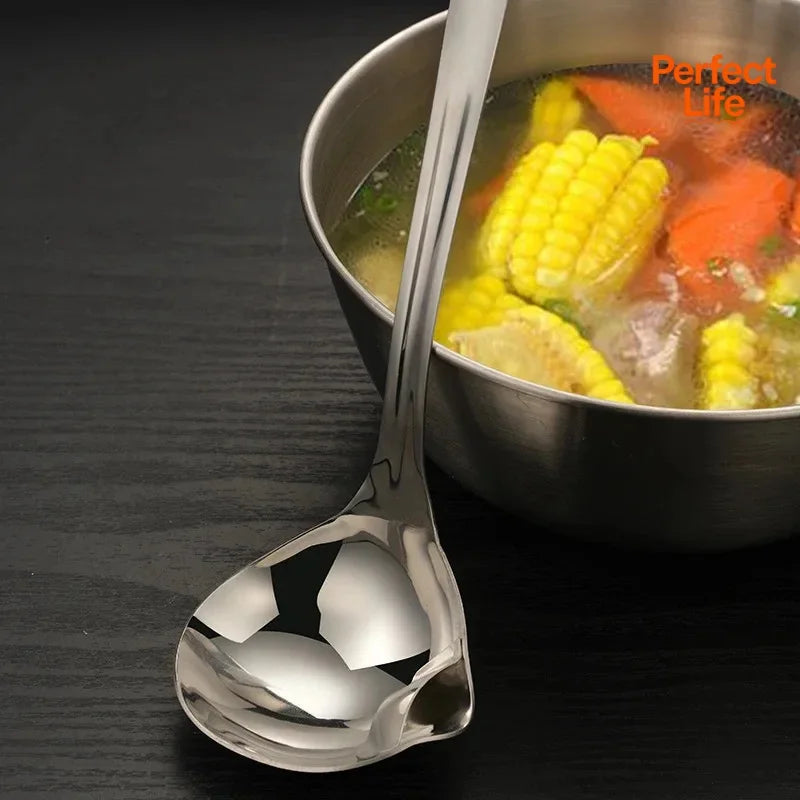 1/2Pcs Stainless Steel Soup Fat Oil Separator Ladles Skimmer Spoon Soup Colander for Kitchen with Heat Insulation Anti-Scalding