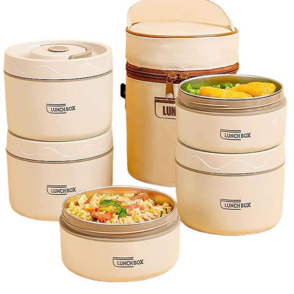 3Pcs Insulated Lunch Box 304 Stainless Steel Food Grade Lunch Box Set with Insulation Bag 3 Individually Stackable Lunch Boxes