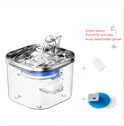 Pet water fountain with smart sensor features on a white background