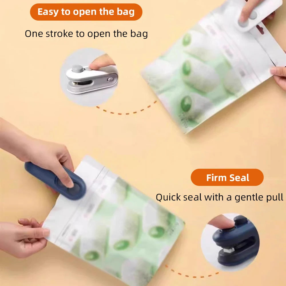 Mini Handheld Heat Bag Sealing Machine Plastic Food Package Sealer Clip-On Bag Sealer Portable Food Packaging Sealer