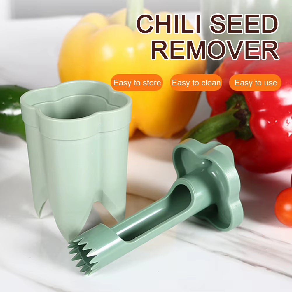 2-In-1 Fruit Pepper Corer Color Pepper Corer Seed Removing Tool Portable Kitchen Utensil Reusable Fruit Vegetable Coring Tool