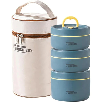 3Pcs Insulated Lunch Box 304 Stainless Steel Food Grade Lunch Box Set with Insulation Bag 3 Individually Stackable Lunch Boxes