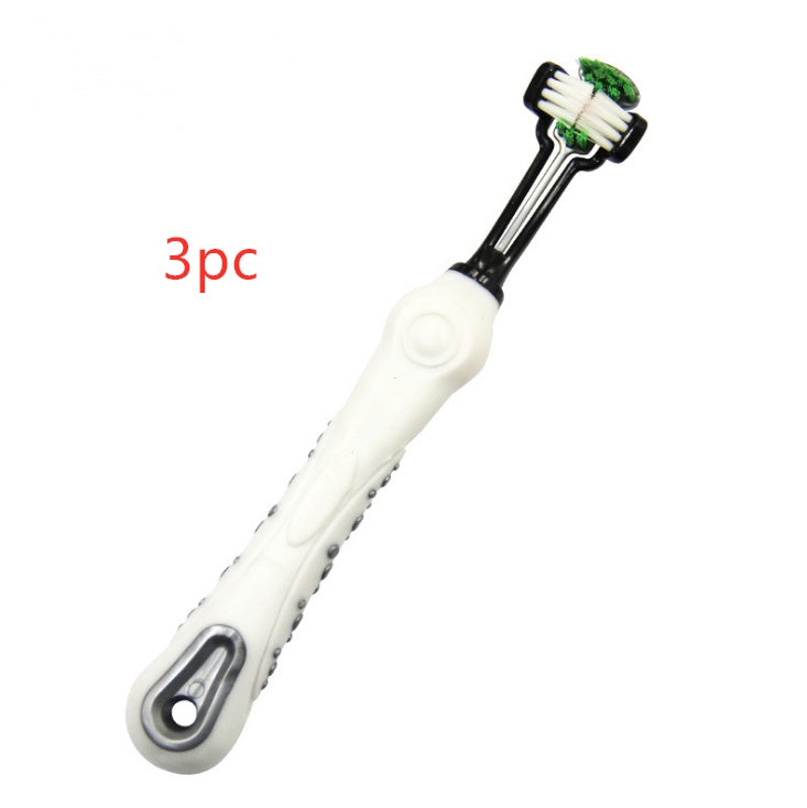 White electric toothbrush handle with black bristle head on a white background