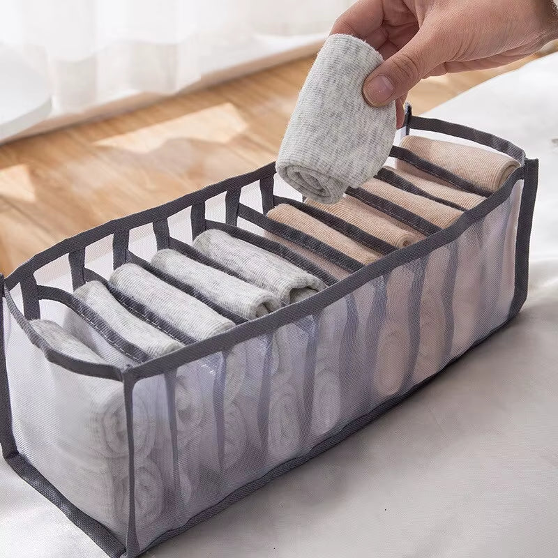 6/7/11 Foldable Underwear Underwear Socks Organizer with Dividers Clothes Storage Box Breathable Mesh Bag for Wardrobe
