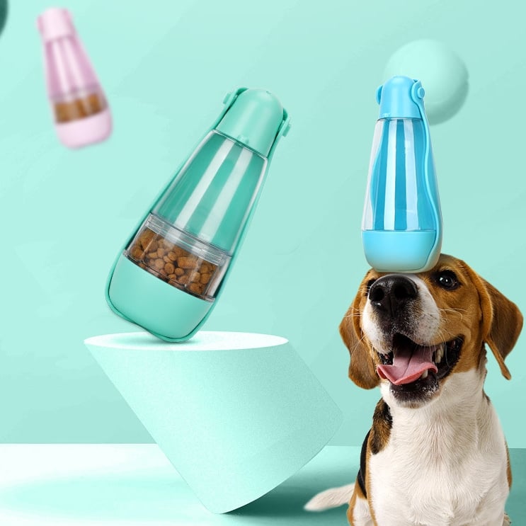 2-in-1 Pet Water & Food Bottle – Portable Travel Cup for Dogs & Cats