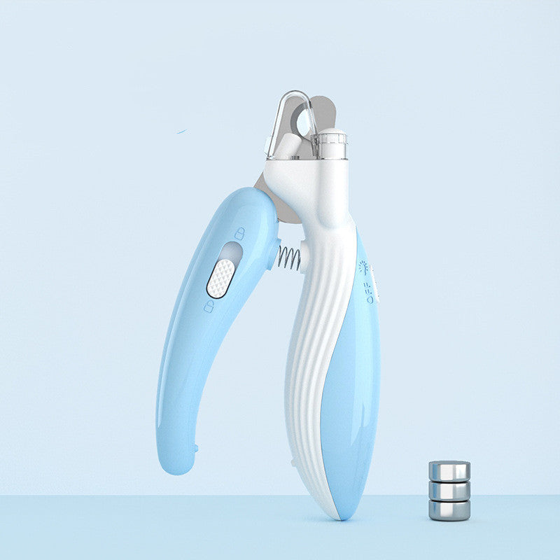 Blue and white electronic device on a light blue background