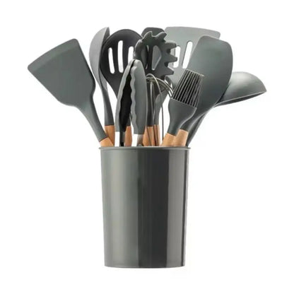 12PCS Silicone Cookware Set Kitchen Cooking Tools Baking Tools Tableware Silicone Shovel Spoon Scraper Kitchen Accessories