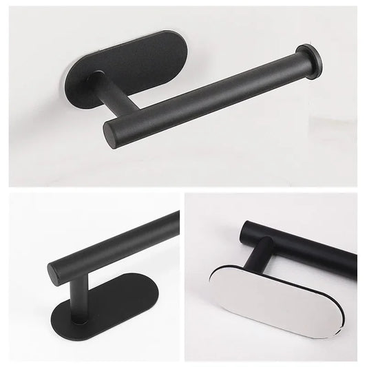 No Punching Wall Mounted Toilet Paper Holder Rustproof Anticorrosion Stainless Steel Bathroom Kitchen Roll Paper Toilet Holder
