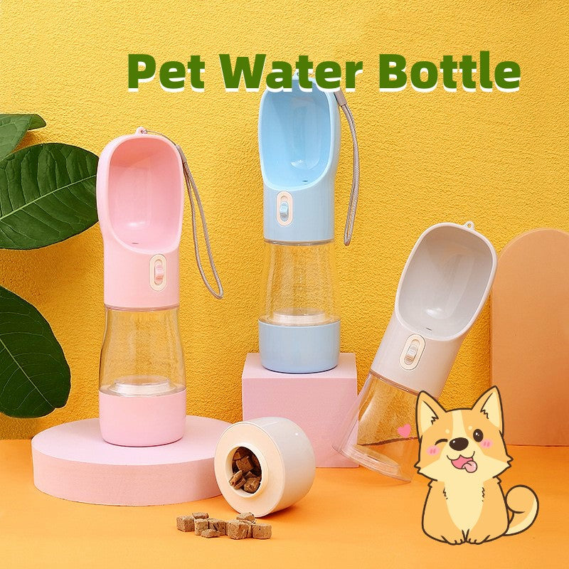  Portable dog water bottle with one-click water release button