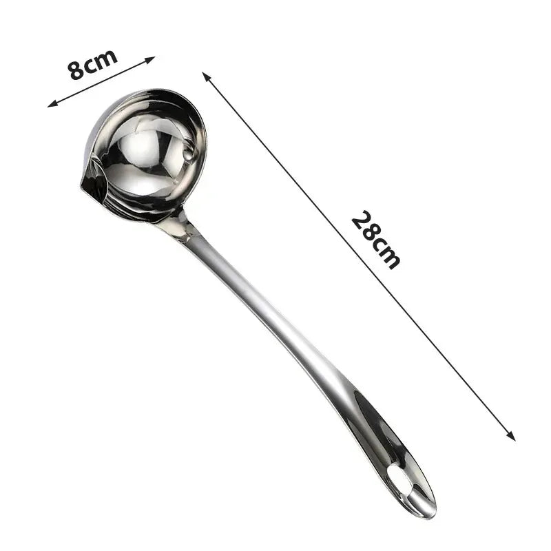 1/2Pcs Stainless Steel Soup Fat Oil Separator Ladles Skimmer Spoon Soup Colander for Kitchen with Heat Insulation Anti-Scalding
