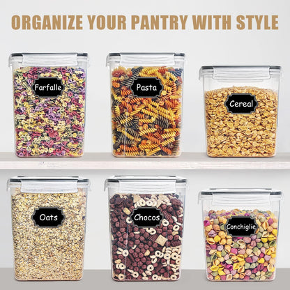 Flour Storage Containers 5.2L, 4 PCS Food Storage Containers, Black